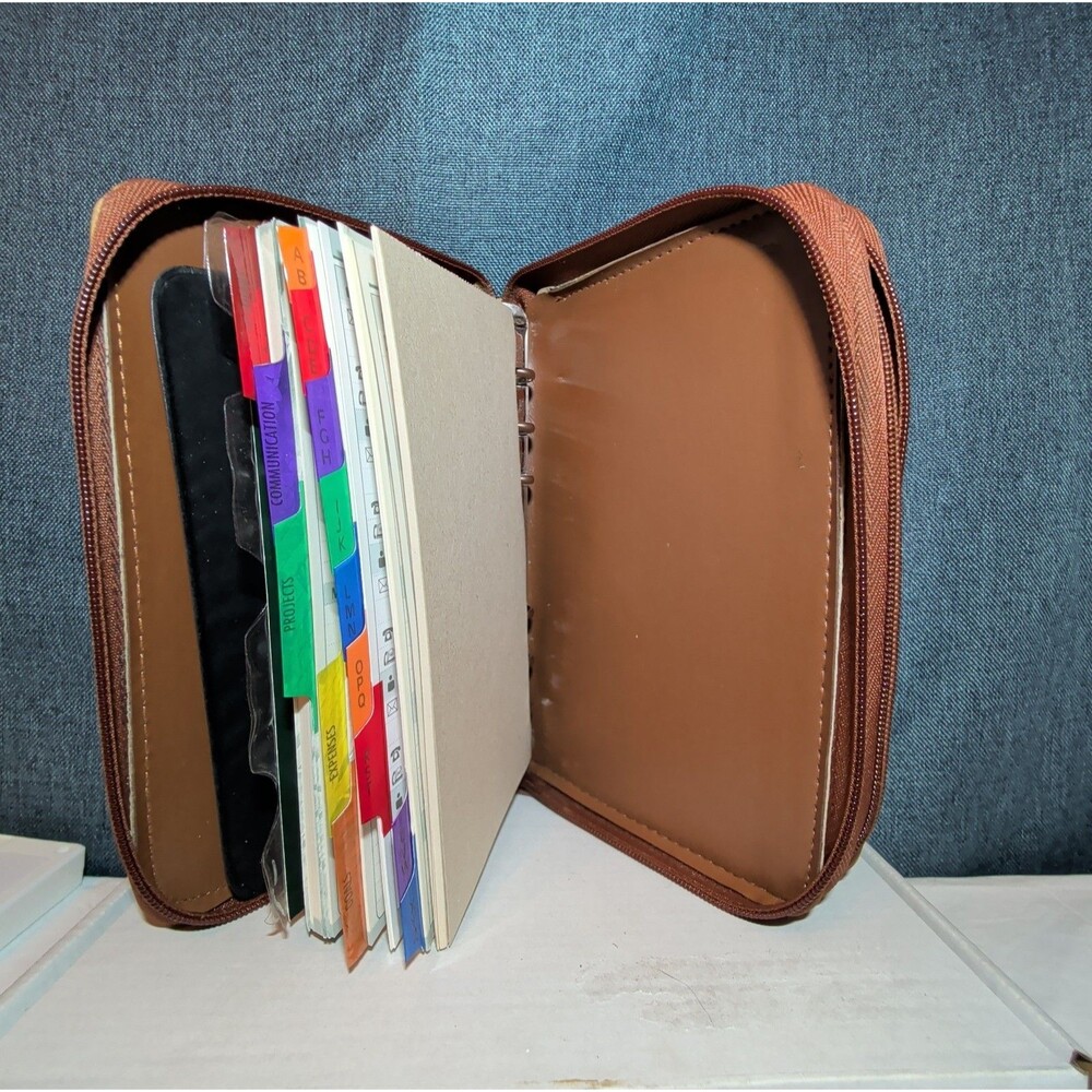 Vintage Philippe Amiel 6 Ring Planner Map Print Zipper Wallet Phone Pouch Y2K - Picture 8 of 16